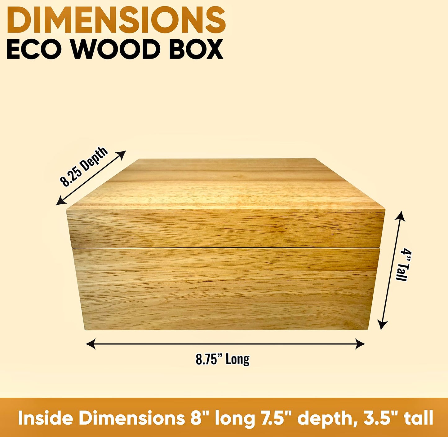 Blake & Lake Wooden Eco Box with Hinged Lid - Oak Wood Storage Box with Lid - Wooden Keepsake Box - Decorative wooden boxes with lids for Keepsakes (Oak)