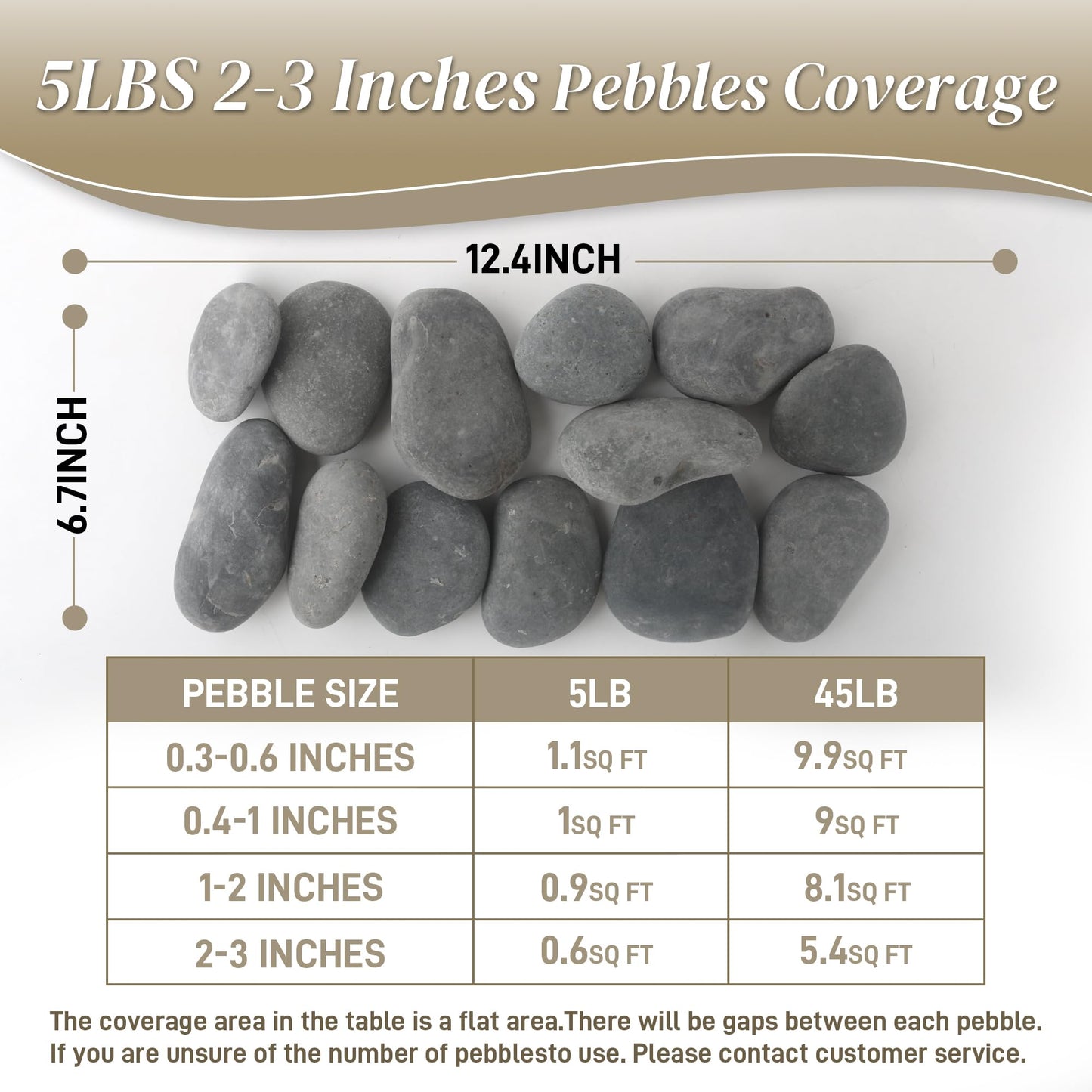 Quibbay 5 lbs Mexican Beach Pebbles, 2-3 Inch Decorative River Rocks for Fish Tank Aquarium Fountain, Decorative Pebbles for Garden Landscaping, Home Décor, Outdoor Paving Walkways Pathways Backyard