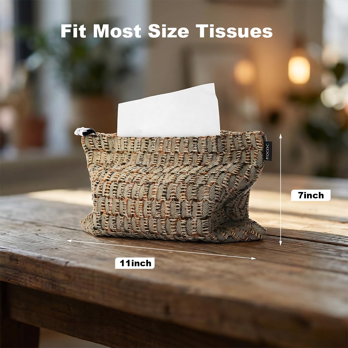 Pocket Tissue Holder Storage Decorative Tissue Holder Bag Decorations for Bathroom Vanity Countertops Dressers Night Stand Parlors Offices 10.6×7 inches