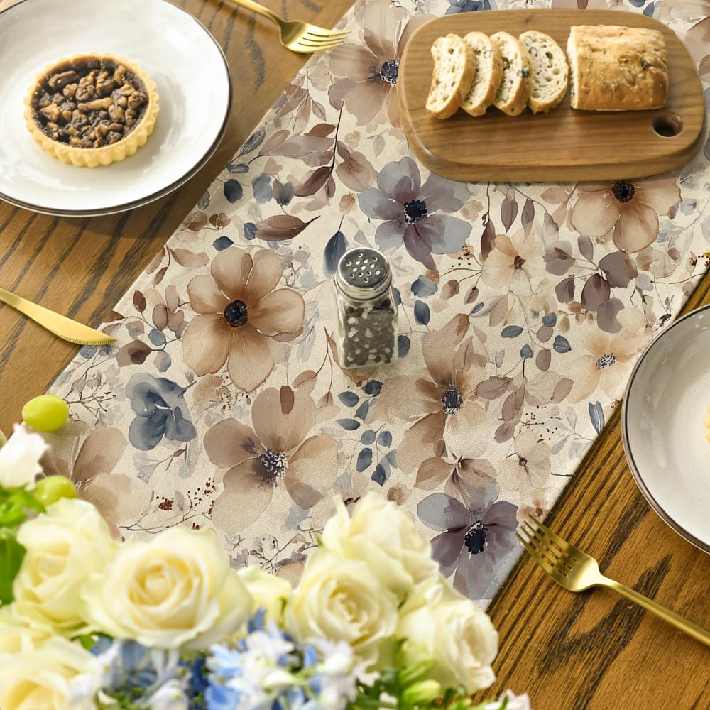 Artoid Mode Poppy Floral 210 GSM Spring Table Runner, Seasonal Summer Fall Kitchen Dining Table Decoration for Home Party Decor 13x72 Inch