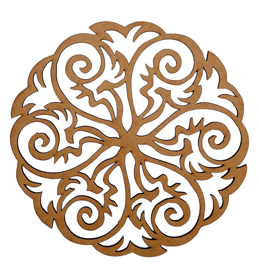 Purpledip Wooden Laser Cut Wall Hanging: Mandala Art, Unfinished (12388)