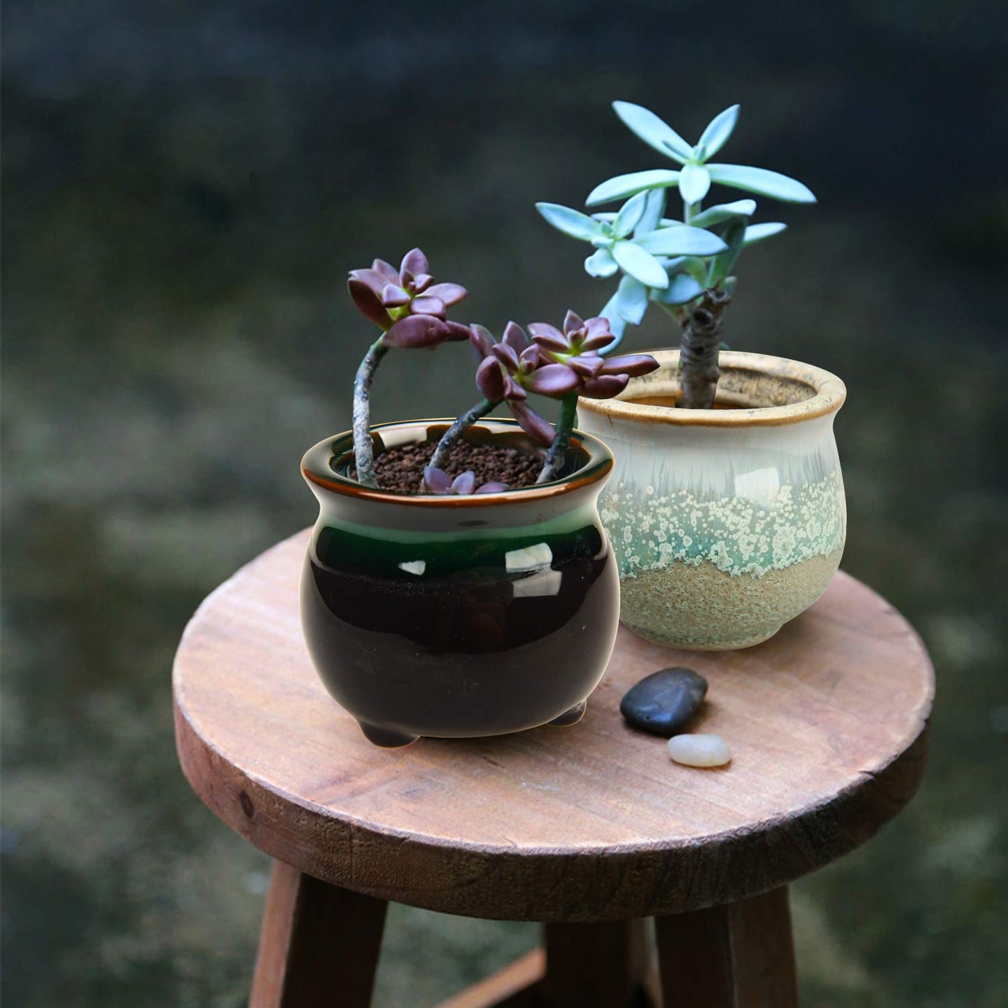 Brajttt 2.1 Inch Succulent Pot with Drainage,Planting/Flower Pots,Small Planter for Mini Plant Ceramic Flowing Glaze Base Serial Set with Holes