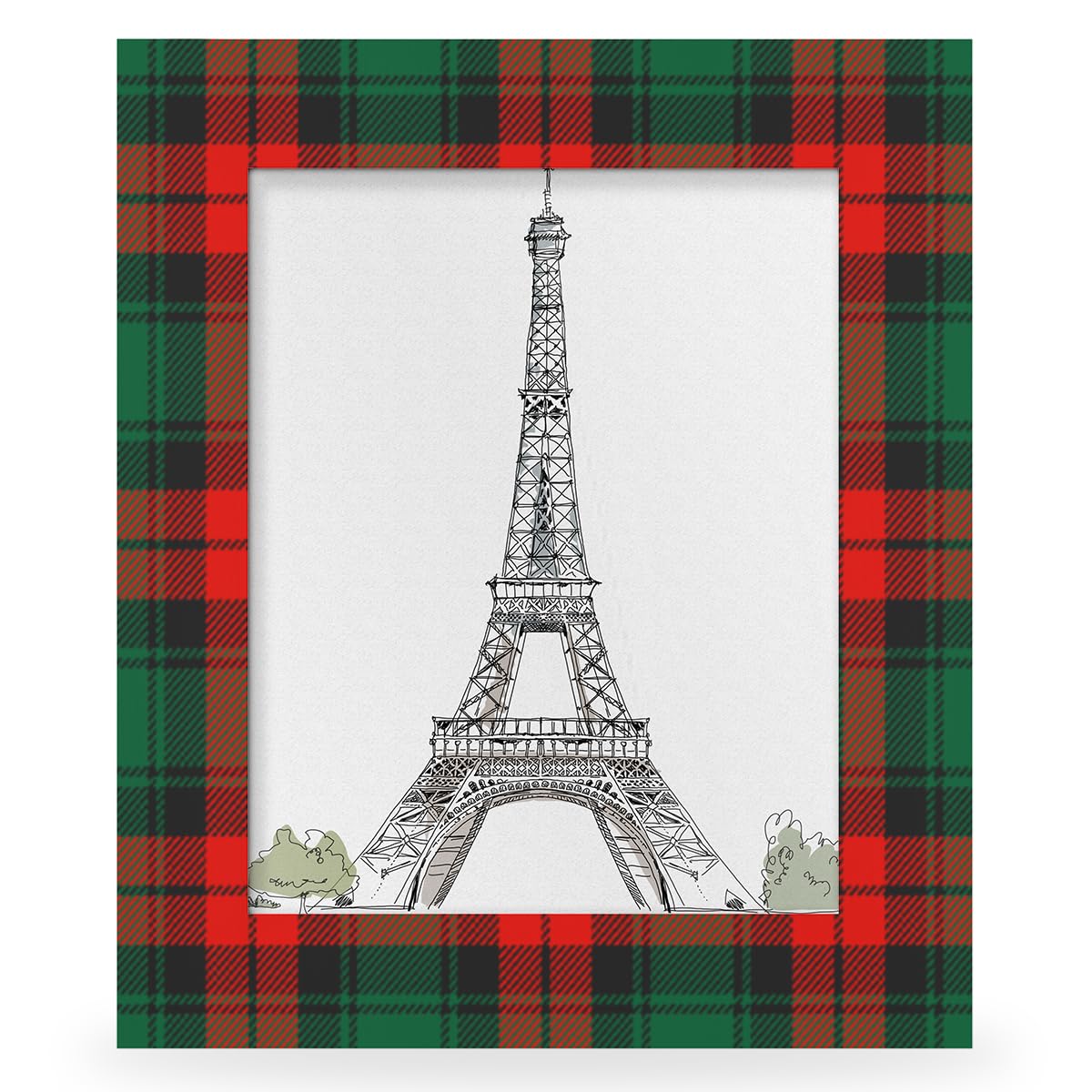 POFATO Christmas Plaid Pattern 5x7 Picture Frame Wooden Picture Frames for Wall Hanging & Tabletop Decor Display 5x7 or 5x5 Picture Collage Family Weddings Christmas Photo Frame for Gift