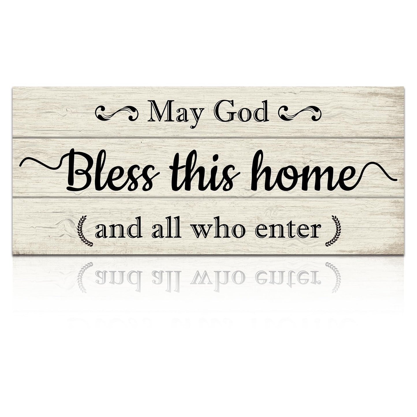 May God Bless This Home Sign - Christian Prayer Wall Decor for Farmhouse, Solid Wood Blessing Plaque with Full Phrase, Inspirational Gift for Believers, Bedroom & Entryway Wall Decor