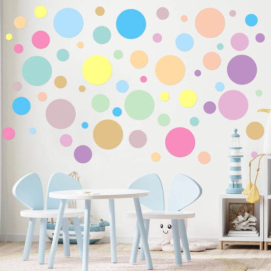 Zonon 264 Pcs Polka Dot Wall Decals for Classroom Decor Kids Circle Wall Sticker Vinyl Peel and Stick Colorful Removable for Nursery Bedroom Playroom Living Room(Candy Colors)