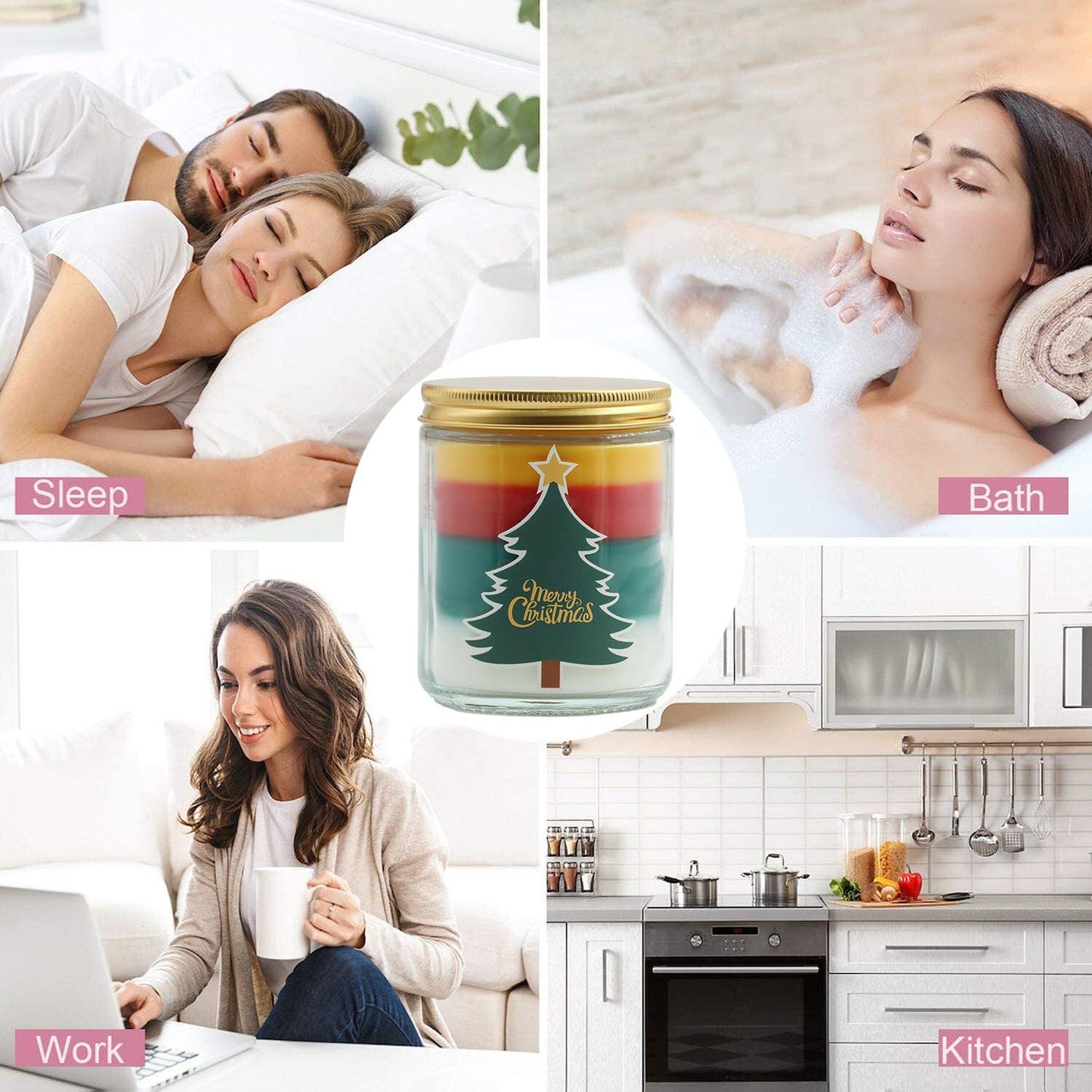Christmas Candles - Christmas Gifts for Women, Aromatherapy Candle for Home Scented, Natural Soy Wax Fir Scented Candles