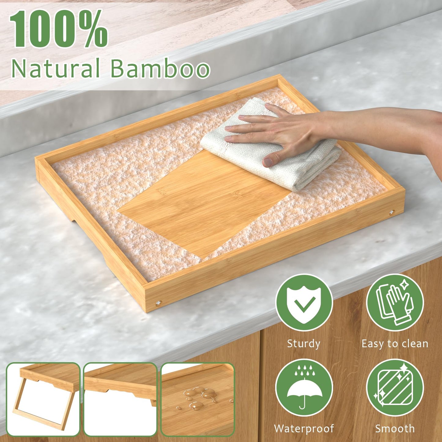 Bamboo Bed Tray Table with Foldable Legs, Breakfast in Bed Tray for Eating, Kitchen Serving Trays, Folding Table for Sofa, Beds, Eating, Working, Used As Laptop Desk Snack Trays, Bamboo