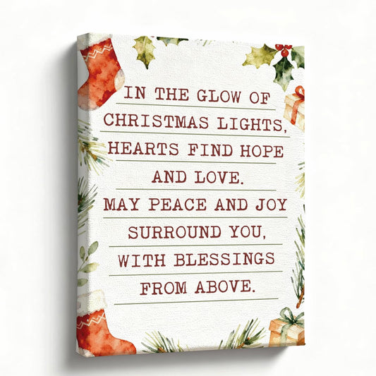 Christmas Wall Art, Holiday Quote Canvas Print with Greenery and Stockings, Farmhouse Christmas Decor for Living Room Entryway Bedroom, Inspirational Winter Sign, Xmas Gift, 8x10 Inches