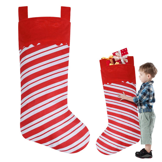 Asisca 2 Pack Jumbo Candy Cane Christmas Stockings, 38 Inches Large Red and White Felt Christmas Stockings for Xmas Tree Fireplace Hanging Decor and Holiday Party Family Home Decorations