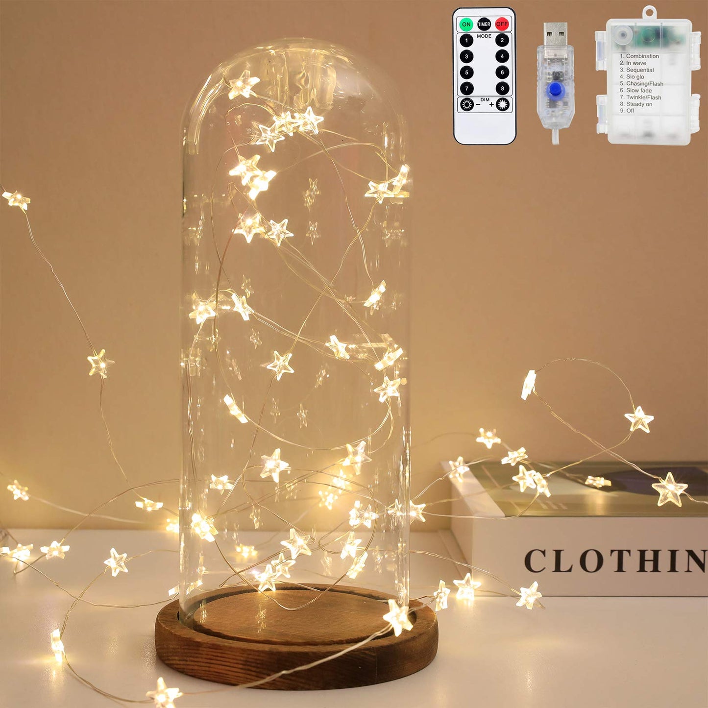 Twinkle Star String Lights 40 LED Spring Garden Decorative Indoor Outdoor Fairy Light USB & Battery Operated Lights 13ft Waterproof Lights with Remote Control for Festival Party Bedroom Decoration