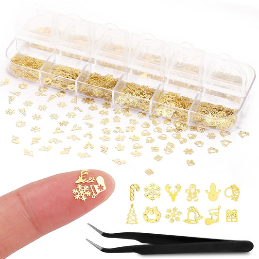 Naler 1200 PCS Tiny Christmas Ornaments for Crafts - 0.2 Inch Metal Embellishments for DIY Crafts, Scrapbooking, Nail Art Accessories, Decorations & Card Making Supplies