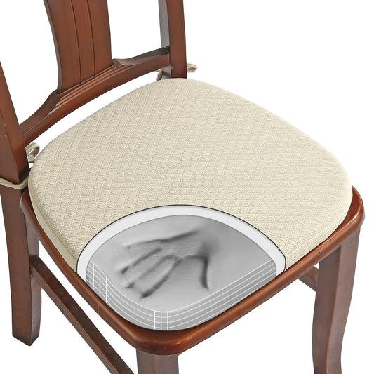 BUYUE Luxury 100% Pure Memory Foam Chair Cushion 1 Pack, Jacquard 16" U-Shape Comfortable Dining Chair Pad, Removable Slip Resistant Kitchen Chair Seat Cushion, (1 Piece, Beige)