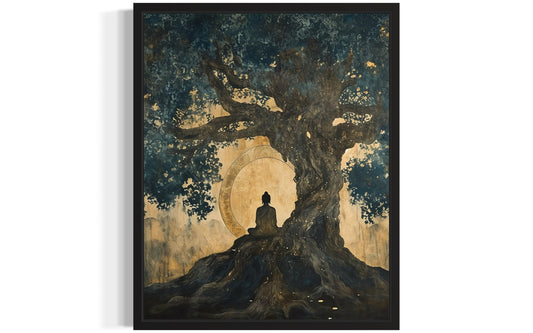 Buddha Bodhi Tree Art Print Poster, Religious Faith Spiritual Wall Art Painting Worship Prayer, Religious Art for Living Room and Bathroom 34 (Buddha Bodhi Tree,10"L x 8"W, Unframed)