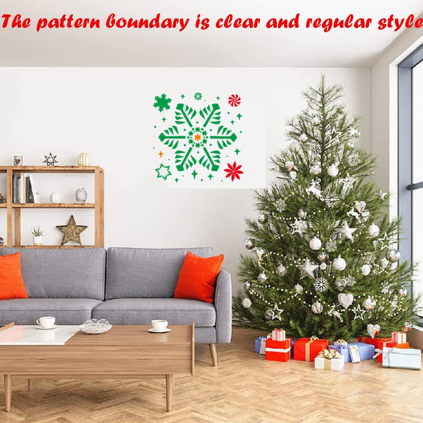 Christmas Snowflake Stencils for Painting on Wood-6 Pack Large Reusable Christmas Stencil Winter Ornament Farmhouse Christmas DIY Craft Supplies Decor 8 Inch