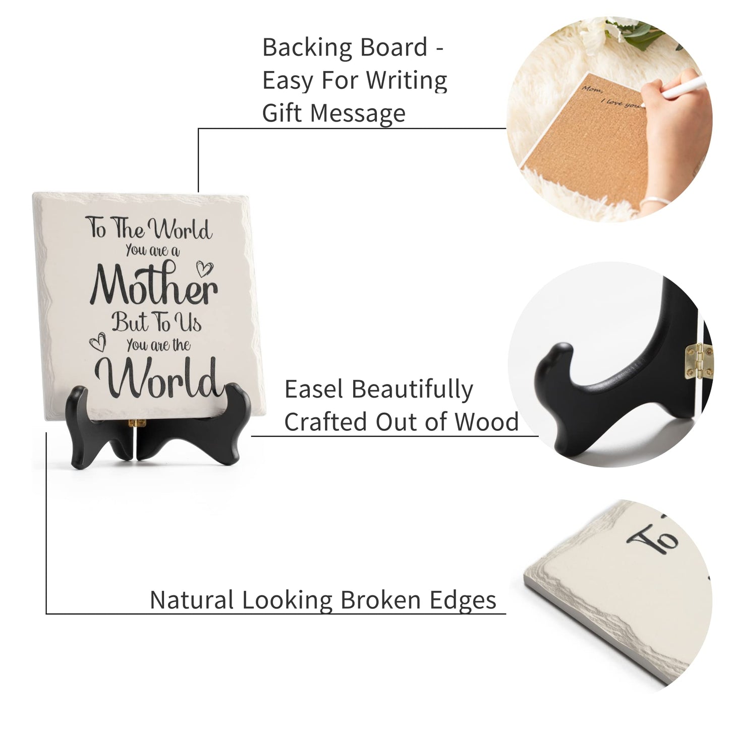 LukieJac Ceramic Plaque Happy Mothers Day Gifts For Mom Birthday Gift Presents For Mom Wife Mother In Law From Son And Daughter - Valentines Day Christmas Gifts For Bonus Mom Best Mom Ever Gifts