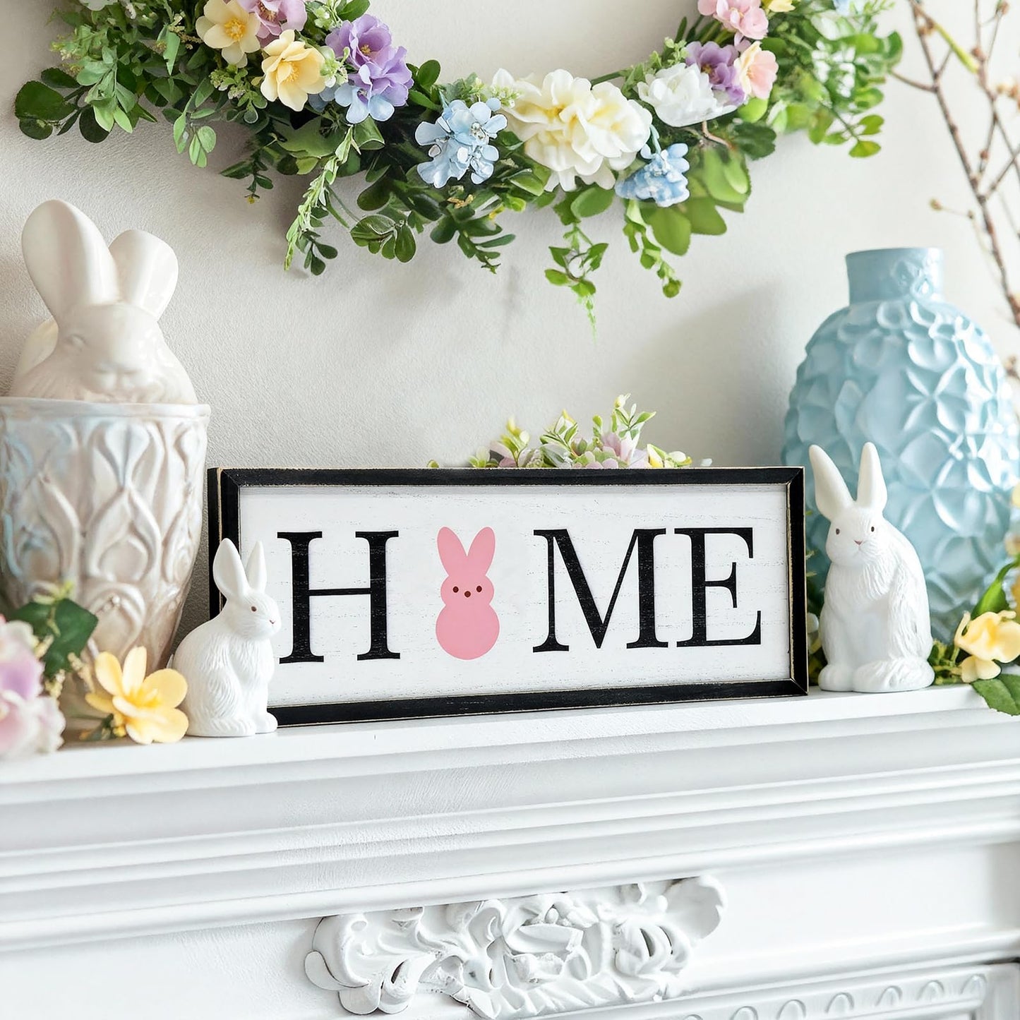 nuvagiki Interchangeable Seasonal Home Sign with 12 Icons, Farmhouse Wooden Table Decor, Rustic Tiered Tray Decorations for Holidays, Spring Summer Fall Christmas Home Decor