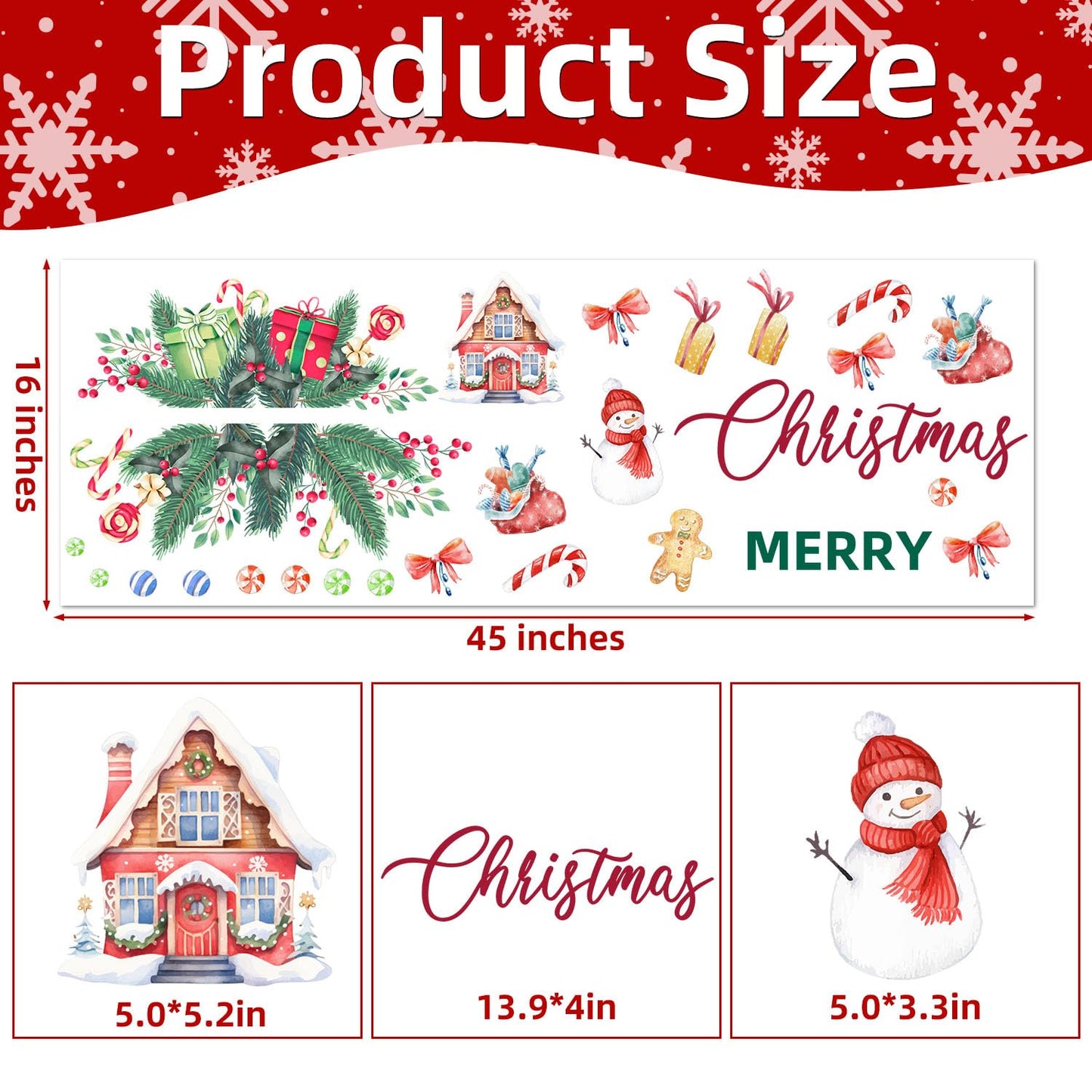 Merry Christmas Wall Decals Stickers Holiday Party Backdrop Decorations Festive Arch Backdrop Home Decor Christmas Photography Background Stickers for Living Room Nursery Home