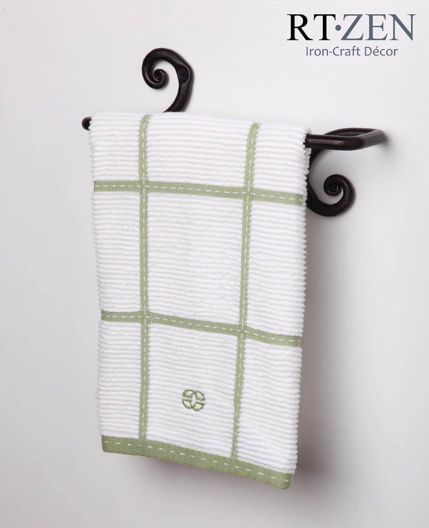 RTZEN Matte Black Hand Towel Holder for Bathroom - Handcrafted Farmhouse Wrought Iron Metal Kitchen Bar - Small Hand Towel Bar Hanger for Home or Office - Wall Mounted Rack Fits 10" Towels