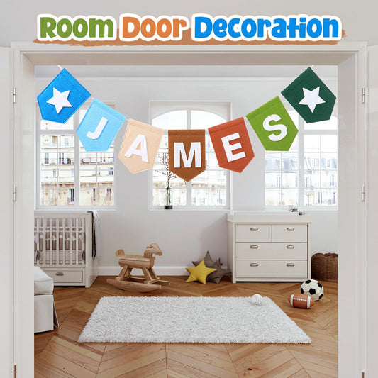 Newwiee Personalized Baby Name Banner Custom Letters Banner Name Felt Bunting DIY Felt Letters Banners for Nursery, Playroom, Occasion, Charming Wall Decoration for Baby Shower