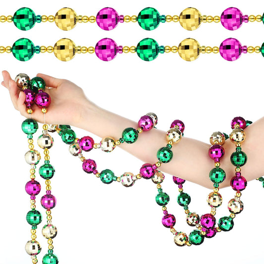 Motionchic 12 Ft Mardi Gras Ball Garland Purple Gold Green Beaded Garland Multi Colors Ball Ornaments for Festive Party Supplies Indoor Outdoor Home Carnival Decoration Accessories (2 Pcs)