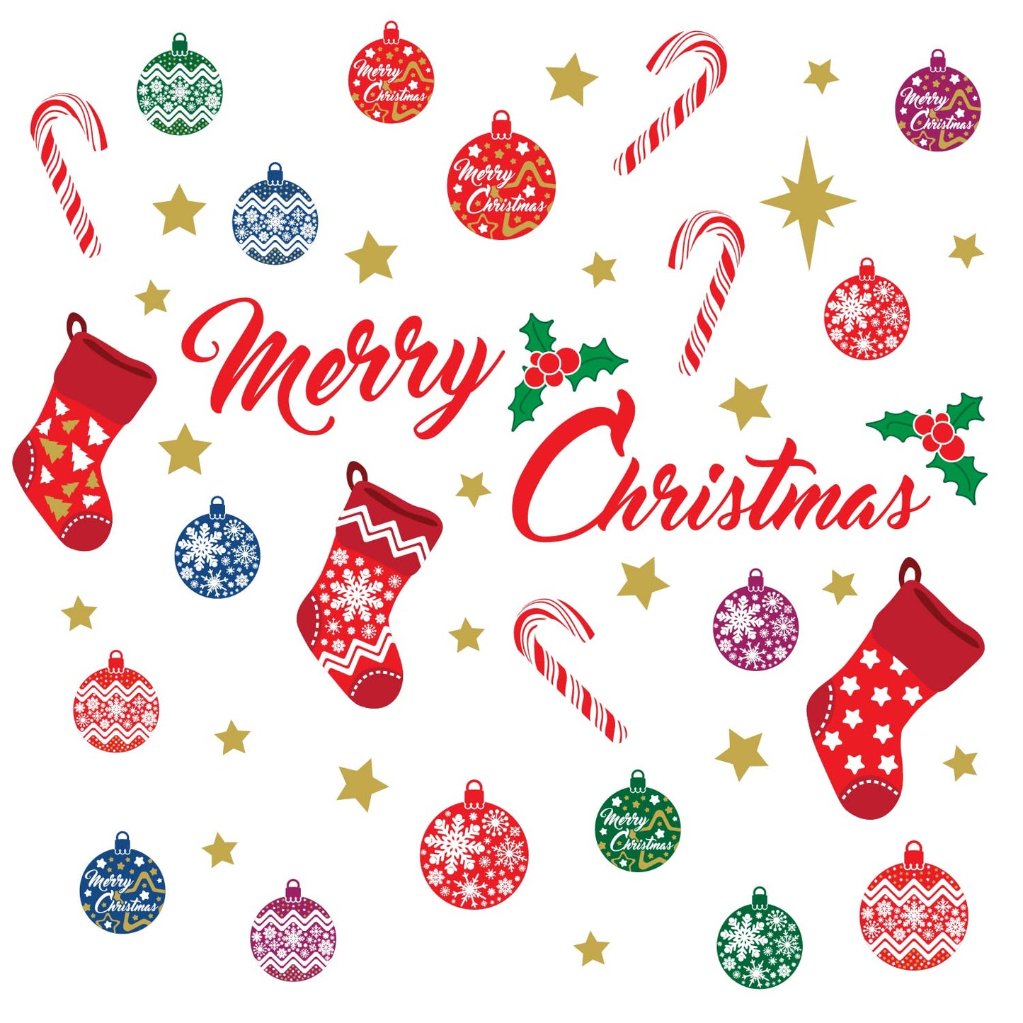 Christmas Decorations Clearance for Home, Indoor, Wall Stickers " Merry Christmas Decor" Wall Murals Decals Living Room Children Nursery Restaurant Cafe Hotel Home Decor (Merry Christmas Decor)