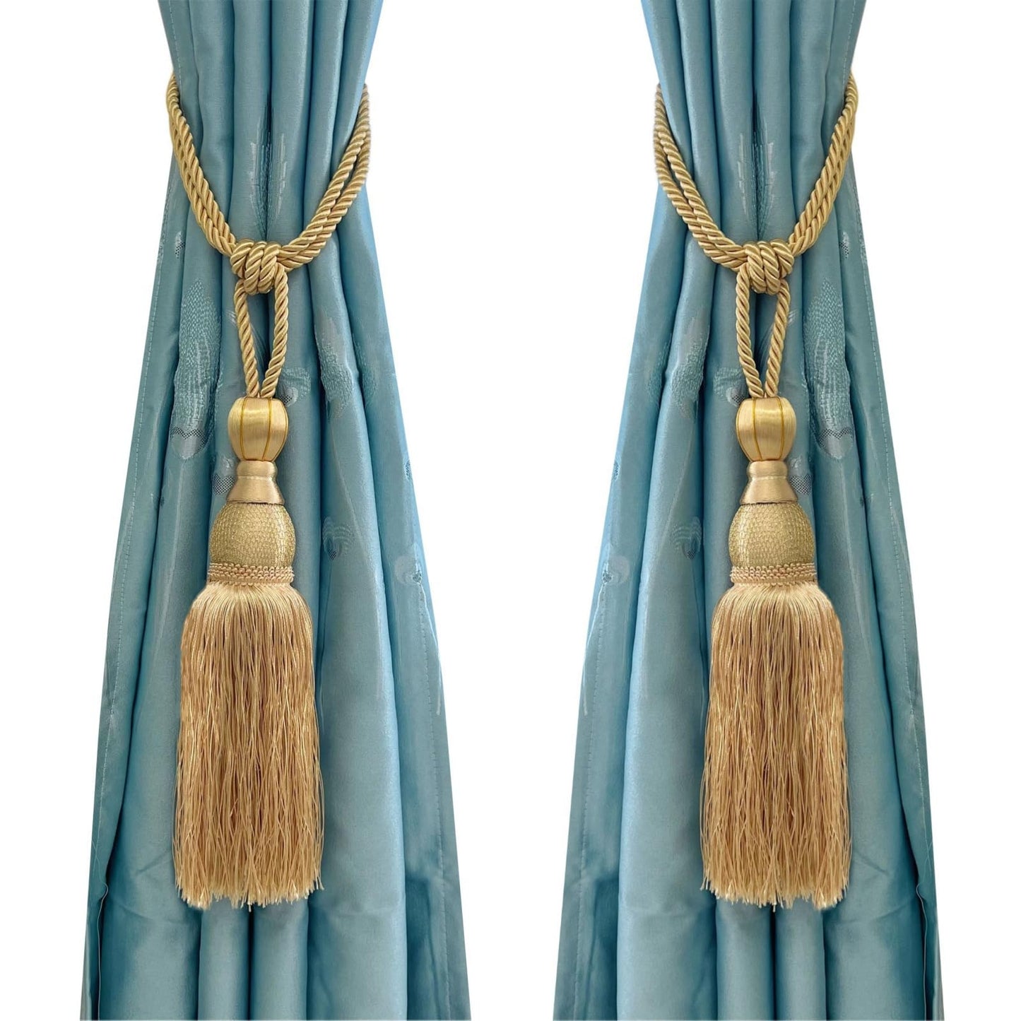 Selling Wonderful Curtain Holdbacks Curtains Tiebacks Home Decorative Braided Buckle Fastener Accessories Window Drapery Ball Tassels Tiebacks, Set of 2(Gold)
