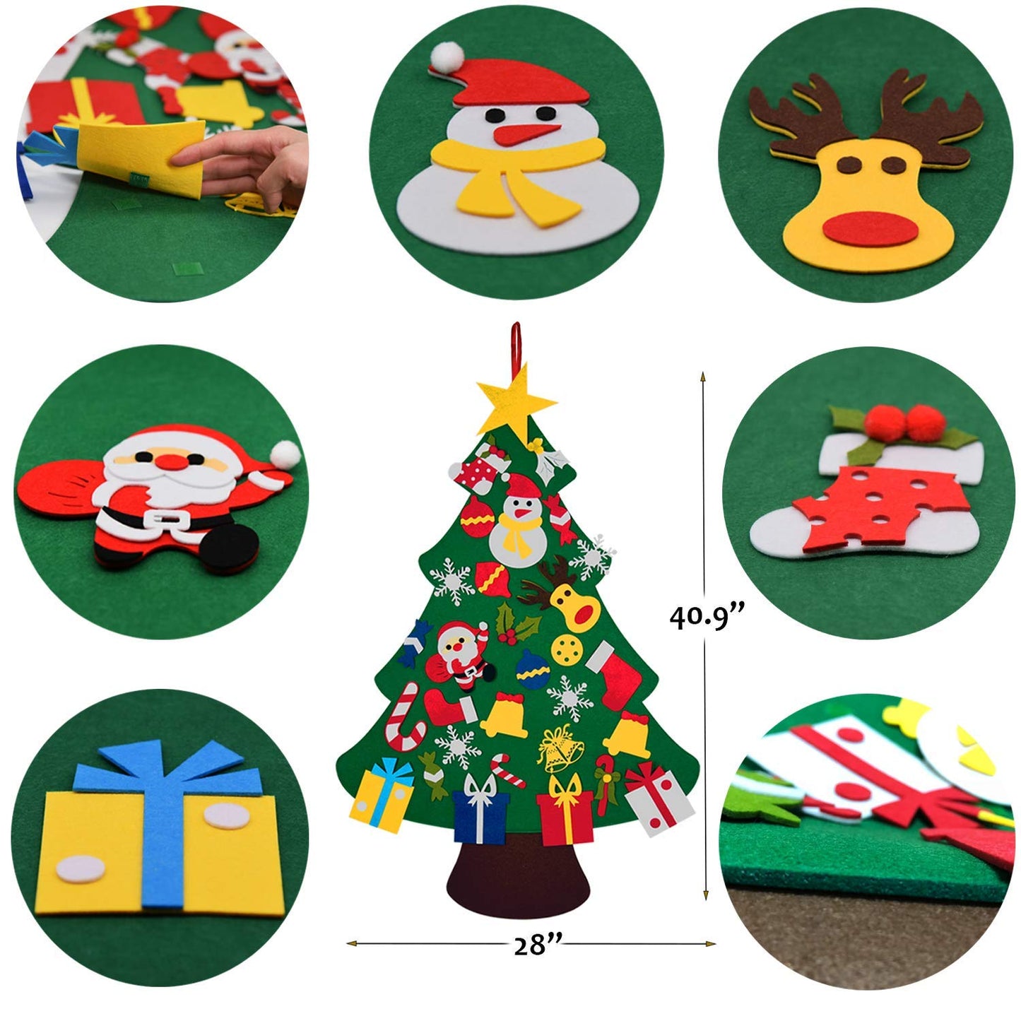 Fayoo DIY Felt Christmas Tree for Toddlers, Montessori Xmas Gift for Kids Wall Hanging Decorations Educational Art with 30pcs Ornaments