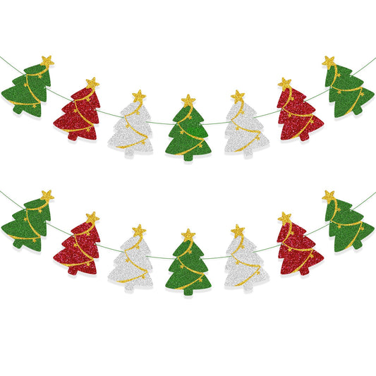 Tinbax Christmas Decorations - Christmas Tree Banner Garland for Xmas Hanging Decor(Pre-Strung)