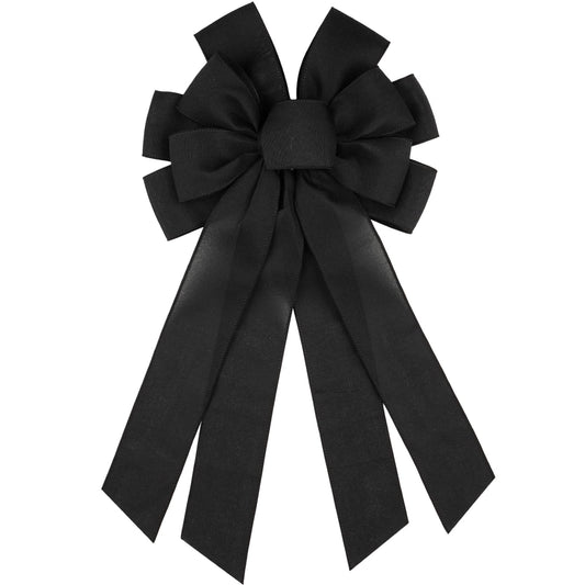 NUVCELKA Black Large Bow for Wreath Tree Topper 11x21 Inch Linen Texture Wired Ribbon Big Bows for Front Door Halloween Farmhouse Decor Gift