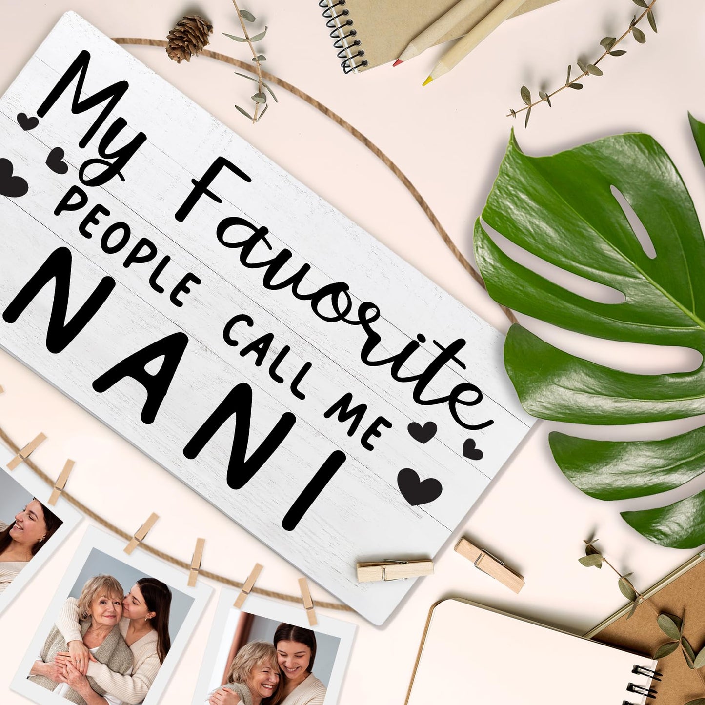 shiviody Nani Picture Frame Photo Holder for Wall, Best Grandma Gifts for Christmas Birthday from Grandkids Granddaughters, Grandmother Gifts Photo Hanging Display Picture Board for Wall Decor