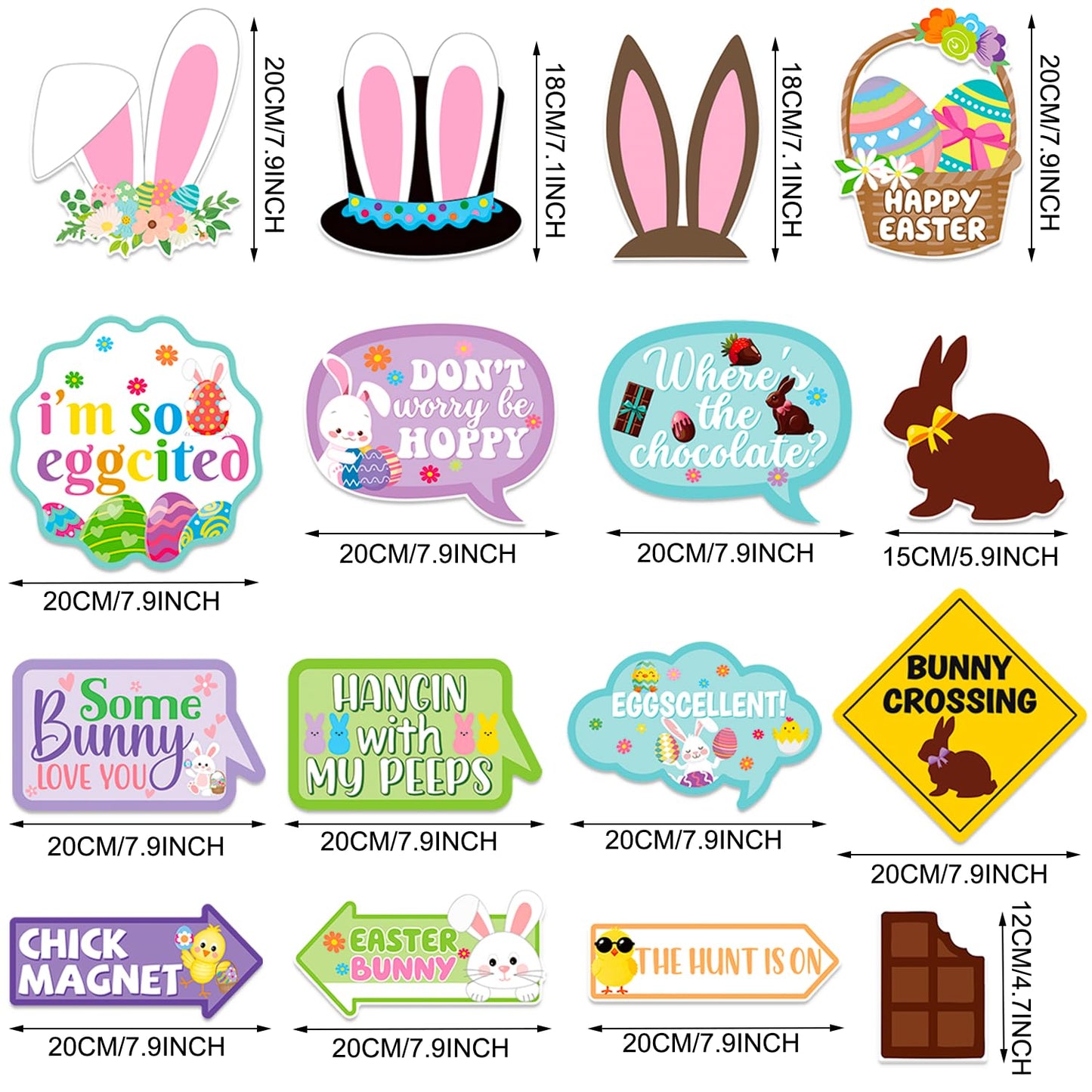 Easter Party Decorations Happy Easter Photo Booth Props Kit Cute Eggs Bunny Glasses Birthday Photography Props Rabbit Chick Eggs Spring Party Decorations Supplies 35 Pieces