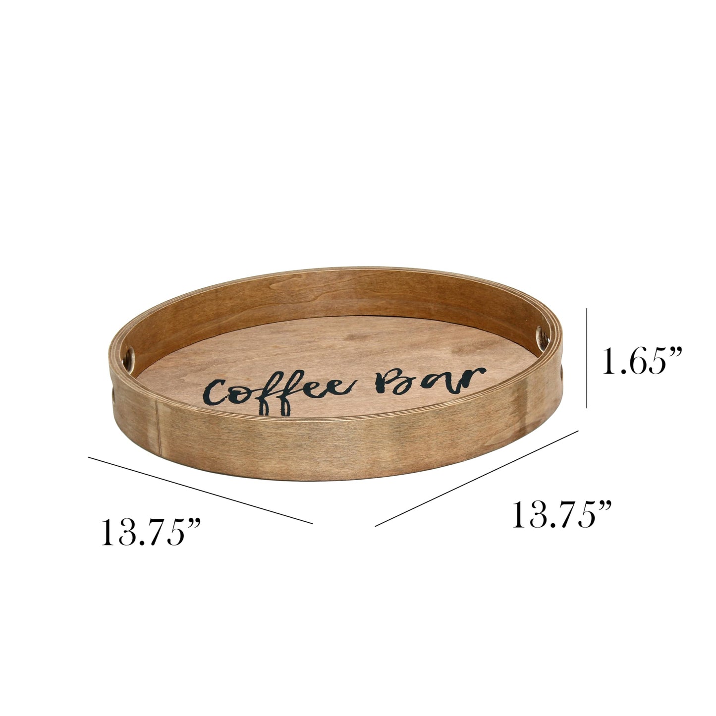 Elegant Designs HG1030-NCB 13.75" Sip & Serve Stylish Wooden Decorative Serving Tray, for Home Décor, Living Room, Counter, Coffee Bar in Natural Wood