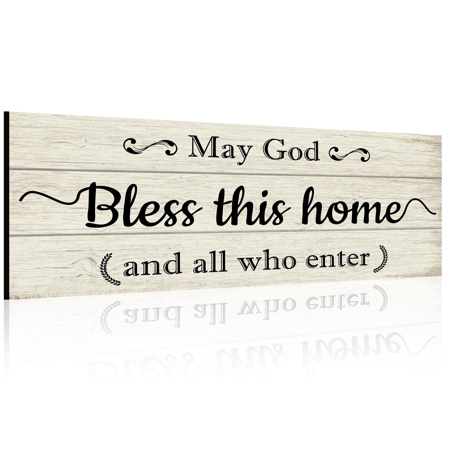 May God Bless This Home Sign - Christian Prayer Wall Decor for Farmhouse, Solid Wood Blessing Plaque with Full Phrase, Inspirational Gift for Believers, Bedroom & Entryway Wall Decor