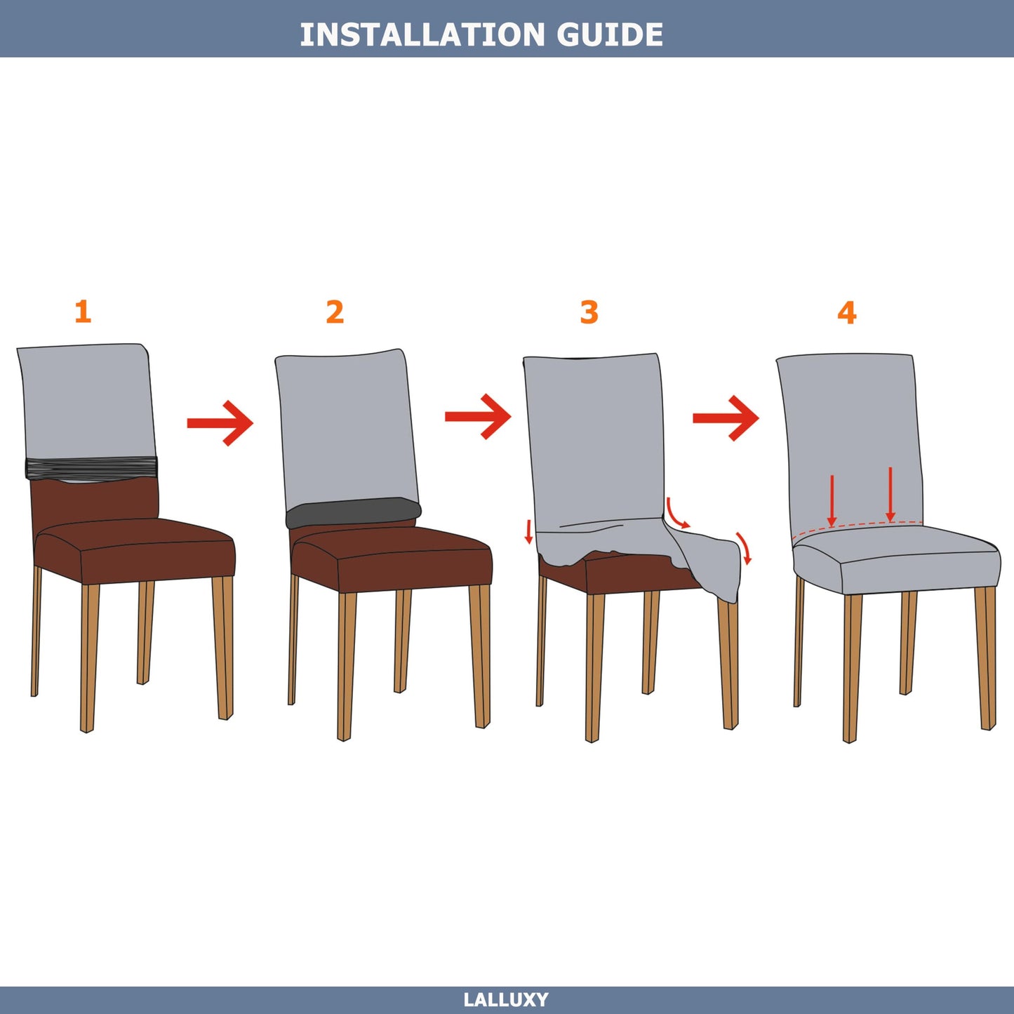 Lalluxy Chair Covers for Dining Chairs Set of 4, Stretchy Soft Parson Chair Covers Removable Washable Kitchen Dining Room Chair Slipcovers with Elastic for Universal Fit (Orange Flowers)