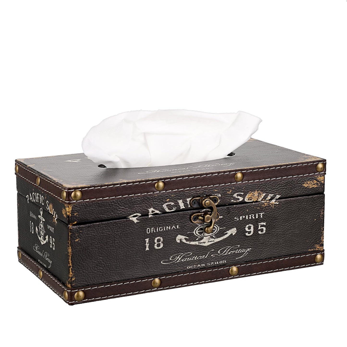 Sumnacon Tissue Box Cover Rectangle Tissue Box with Lid,Wooden Tissue Box Holder Retro Tissue Holder Decorative Tissue Cover for Bathroom Toilet Living Room Kitchen Table Desk OfficeDecor,Brown