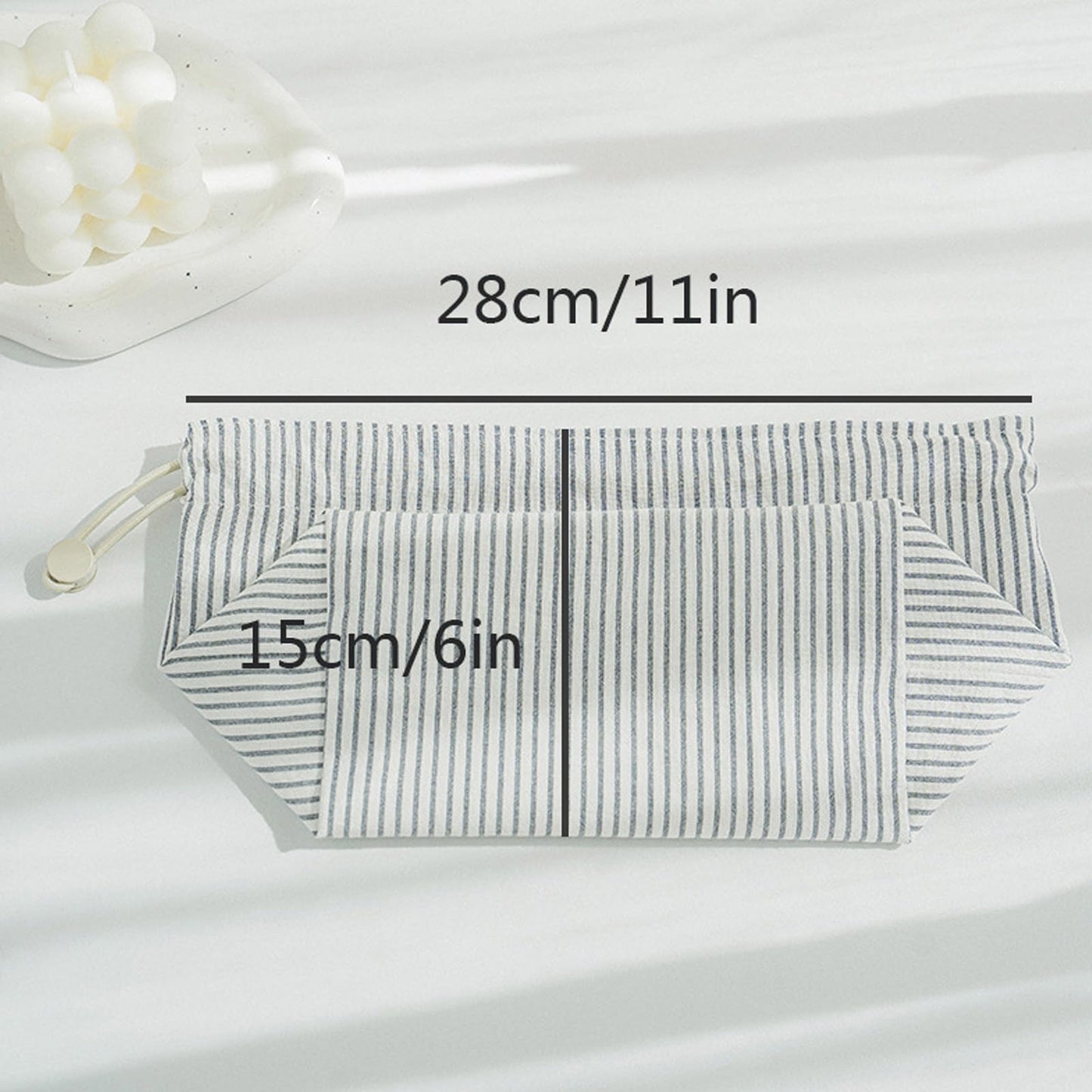 razliubit Fabric Tissue Box Cover with Handle,Blue Striped Cotton Tissue Holder for Home, Office, Bedroom, Car – Decorative Washable Tissue Case