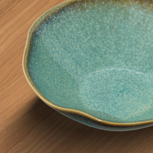 KROUJITY Decorative Bowl 7.6'' Ceramic, Ruffle Catch All Key Bowls for Entryway Table, Coffee Table Bowl Decor, Handcrafted Large Decorative Bowl, Pottery Purse Potpourri Bowl