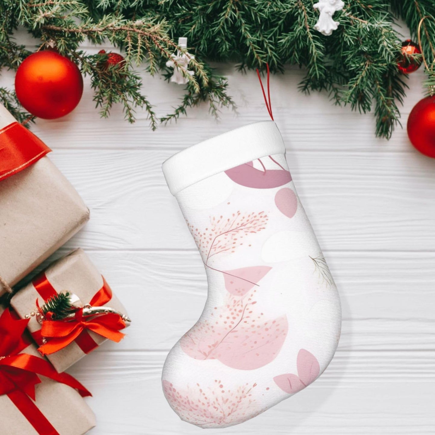 AthuAh Hand-Painted Floral Line Patternchristmas Socks, *Soft Christmas Socks, Christmas Party Decoration Socks, Suitable