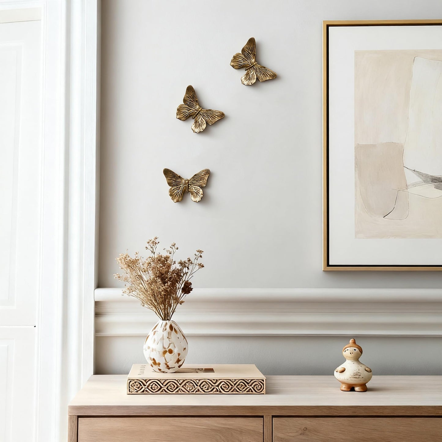 GUSFREUD 3D Butterfly Wall Decor Set – Resin Wall Decorations for Living Room, Bedroom, Garden, Yard, Outdoor and Gallery Walls - Antique Copper - Set of 3