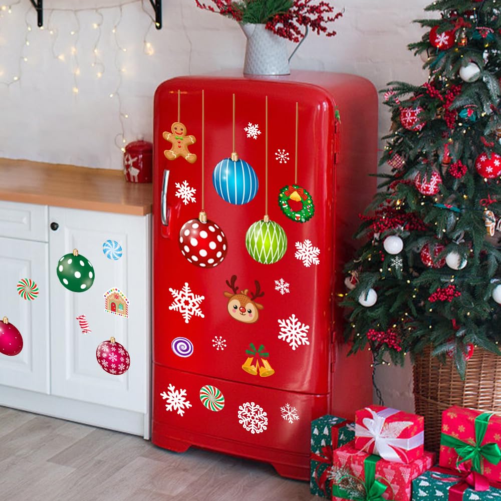 IMISHM Removable Christmas Wall Stickers - Candy Balls Ornaments Sticker for Wall, Refrigerator, Window, Door Decor