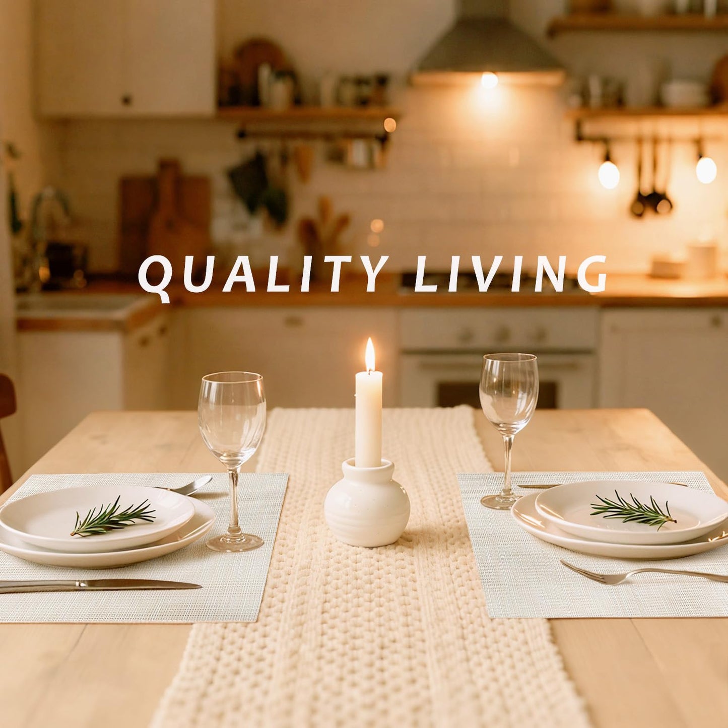 Durable Vinyl Placemats Set of 4, Non-Slip for Dining Table Mat, Heat Resistant Place Mats, Washable Anti-Slip PVC Easy to Clean Wipeable Premium Plastic Mats for Kitchen Beige