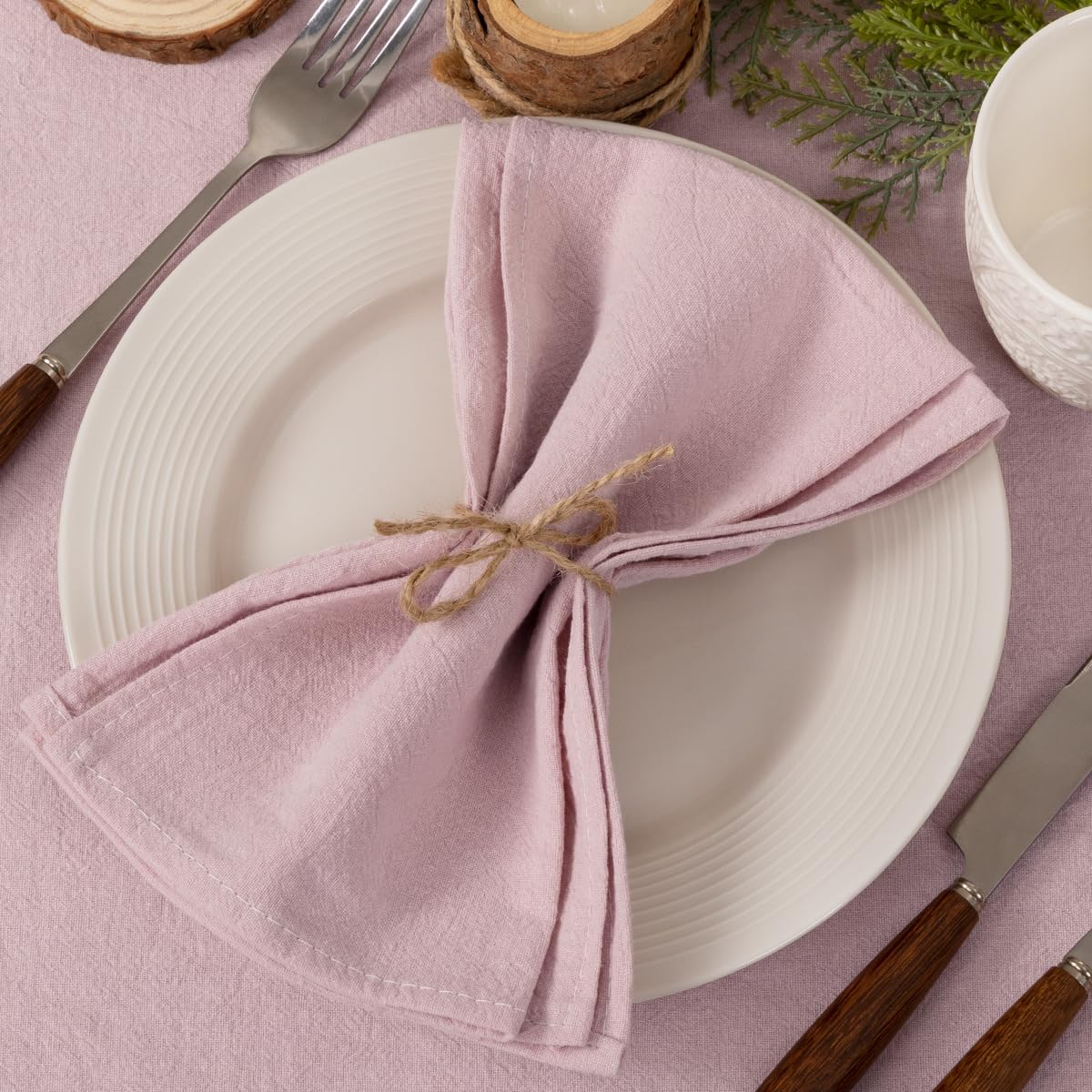 Socomi Cloth Napkins Pink Summer Washable Reusable Bulk Linen Cotton Napkins Set of 4 17"x17" for Wedding Party Bridal Baby Shower Birthday Dining Table Decorations