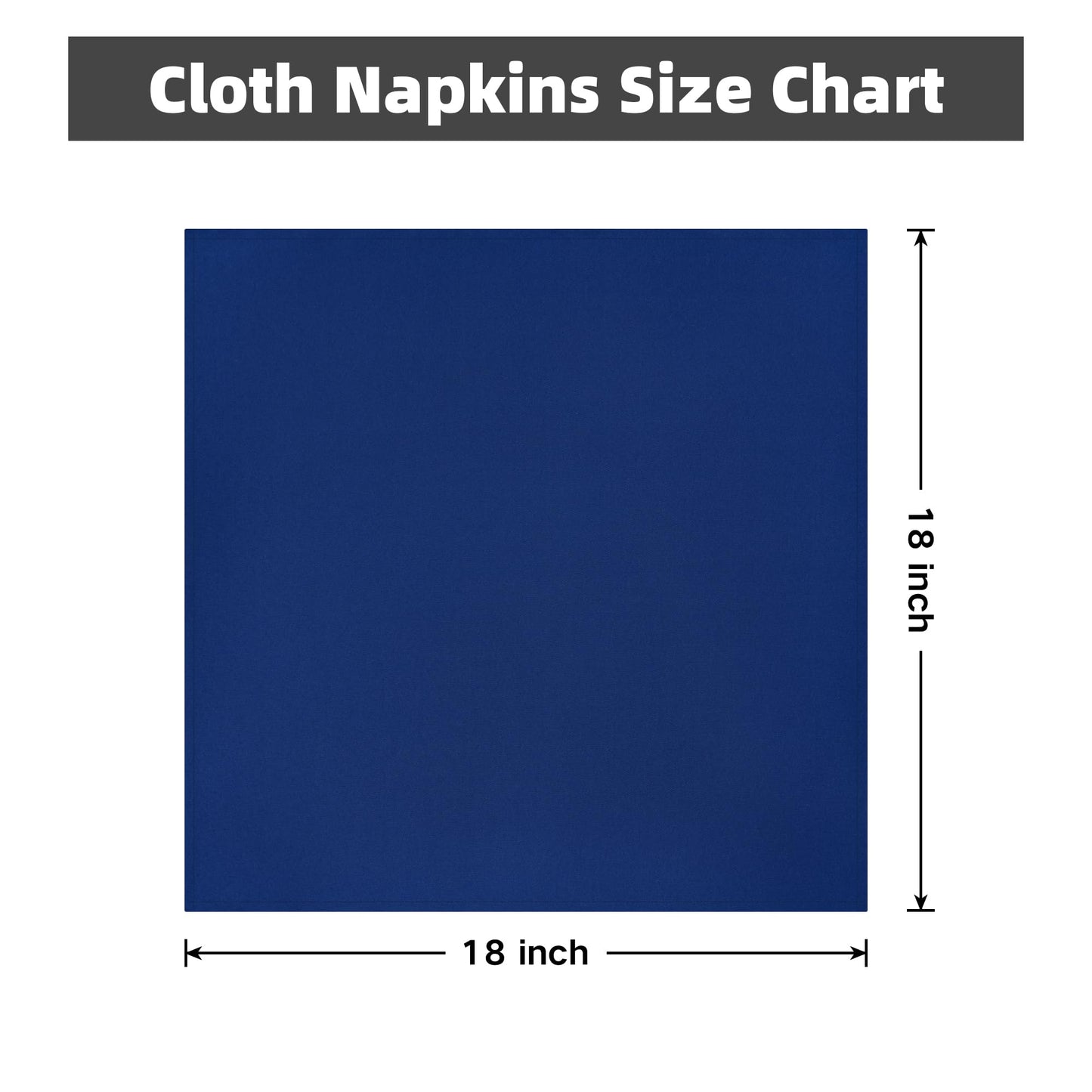 Cloth Napkins Set of 6 Washable Dinner Napkins Square 18X18 Inch Navy Blue Reusable Table Napkin with Hemmed Edges for Hotel Restaurant Wedding Party Banquet Event