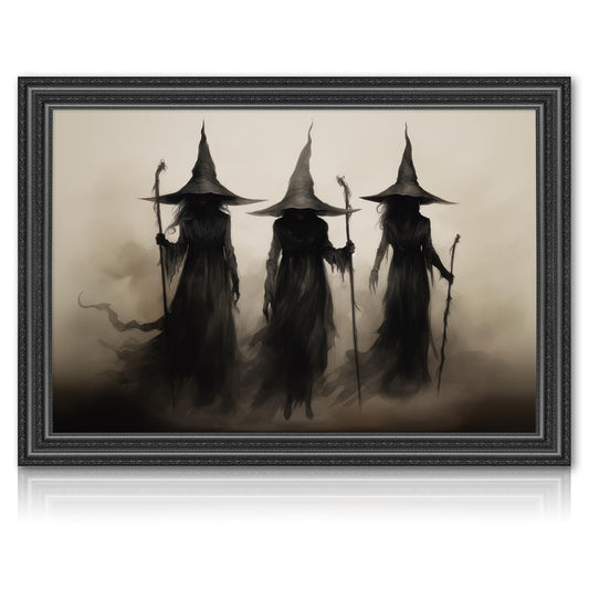 JarThenaAMCS Vintage Witch Canvas Wall Art Print Halloween Dark Academia Witch Silhouette Art Poster Gothic Wall Decor for Gallery Living Room Bedroom (UNFRAMED 8 x 10 Inch)