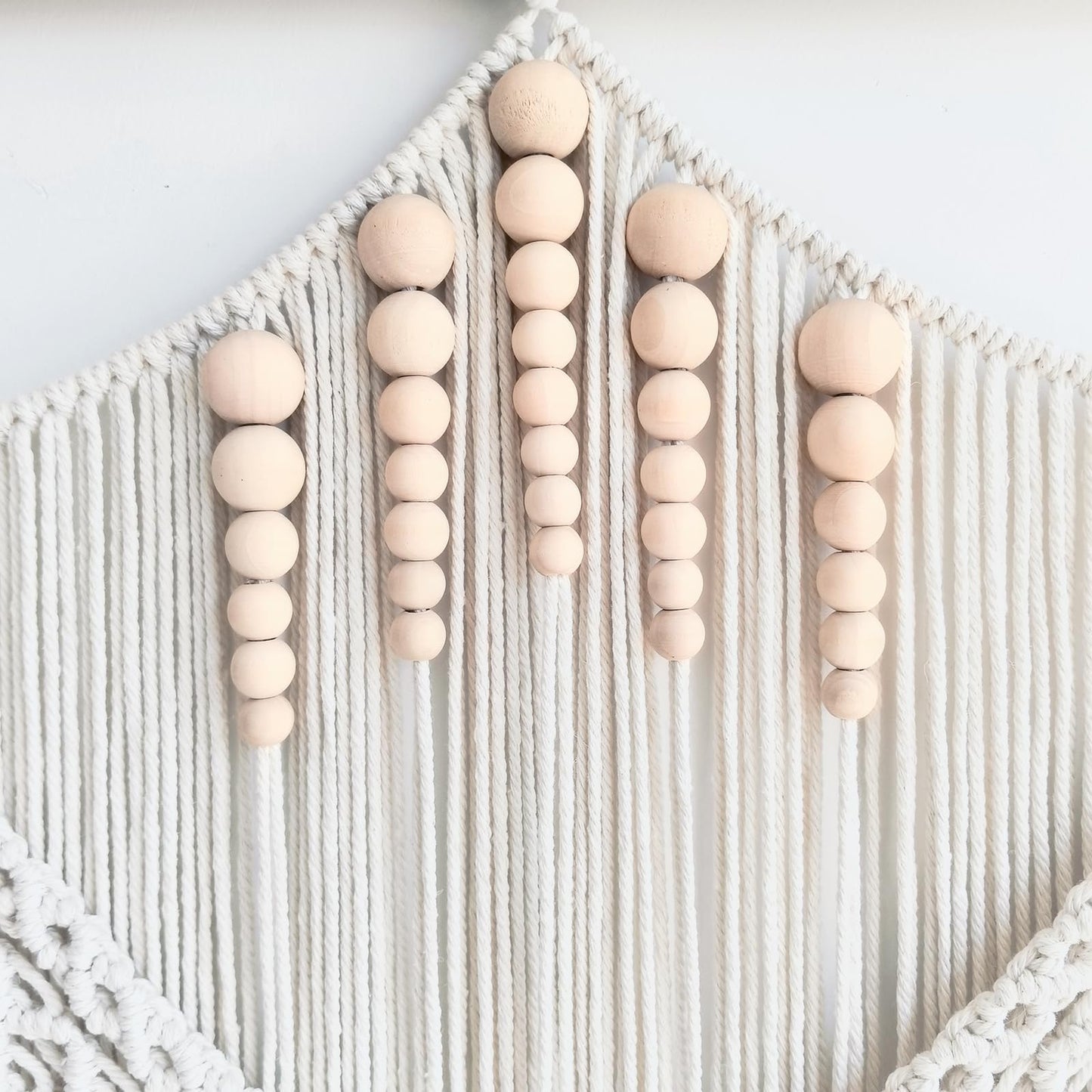 Achart Macrame Wall Hanging Large- Boho Wall Decor- large wall art- Wall Decor Living Room- Macrame Tapestry Boho Decor for Bedroom (Leaf &Wood Bead)