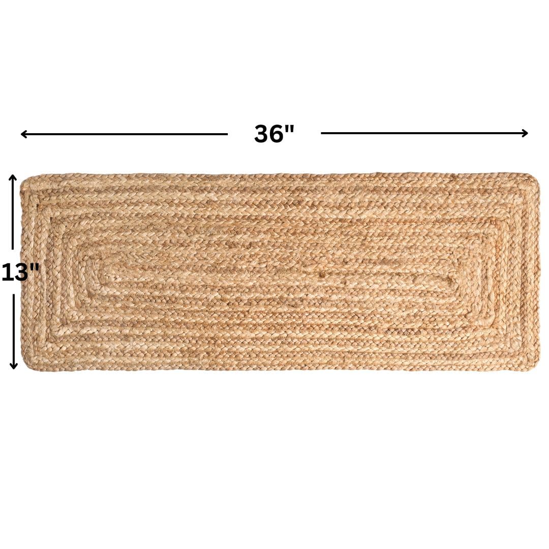 UNIQINNOW Farmhouse Jute Burlap Braided Table Runner 36 inches Long, 13x36 Natural Jute Braided Table Linens, 100% Jute Handcrafted Rustic Vintage Dining Table Runner Natural