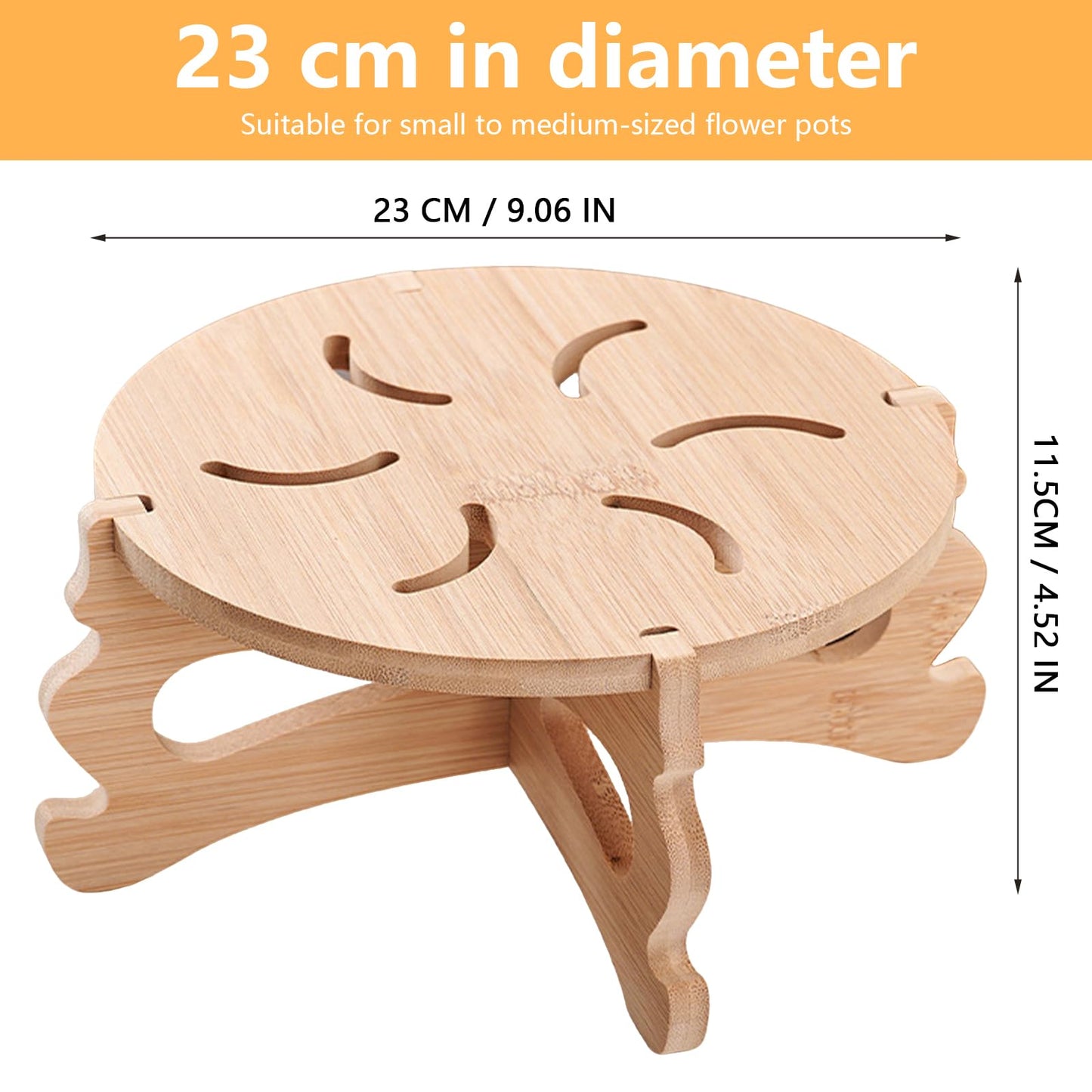 Risirica 2Pc Plant Stand Indoor,Natural Bamboo Plant Stand Indoor,No Screws Required Stable Outdoor Plant Pot Stand for 5-15 lnch Pots,Mid-Century Modern Plant Stool for Living Room, Balcony, Office