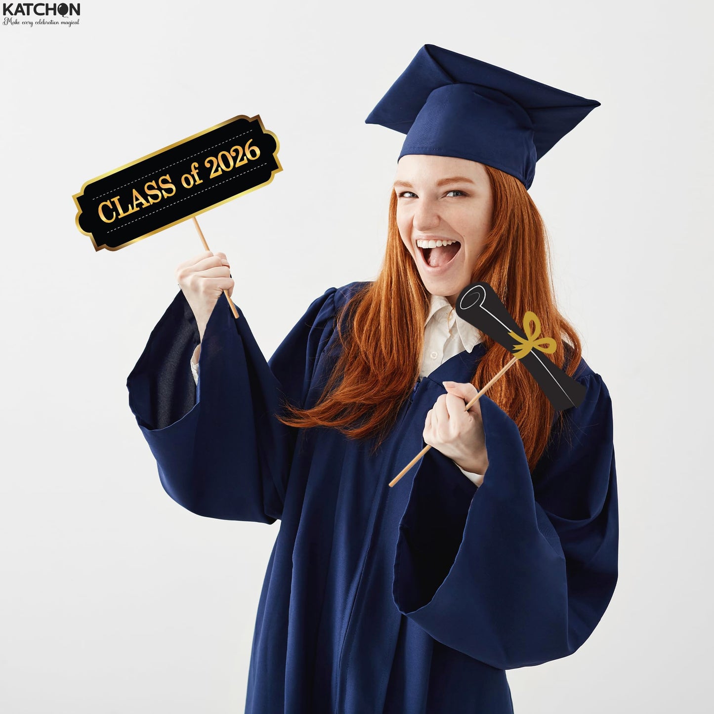 KatchOn, Graduation Photo Booth Props - Pack of 40 | Black and Gold Grad Photo Props, Graduation Decorations 2026 | Congrats Grad Props for Photoshoot 2026, Class of 2026 Decor | Grad Party Supplies