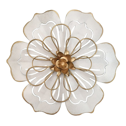 Metal Flower Wall Art Decor, 8.3" Rustic Modern Floral Sculpture, Distressed Iron Wall Hanging Home Decoration Accent Artworks for Indoor Kitchen Bedroom Living Room Office Outdoor Garden Patio - 06