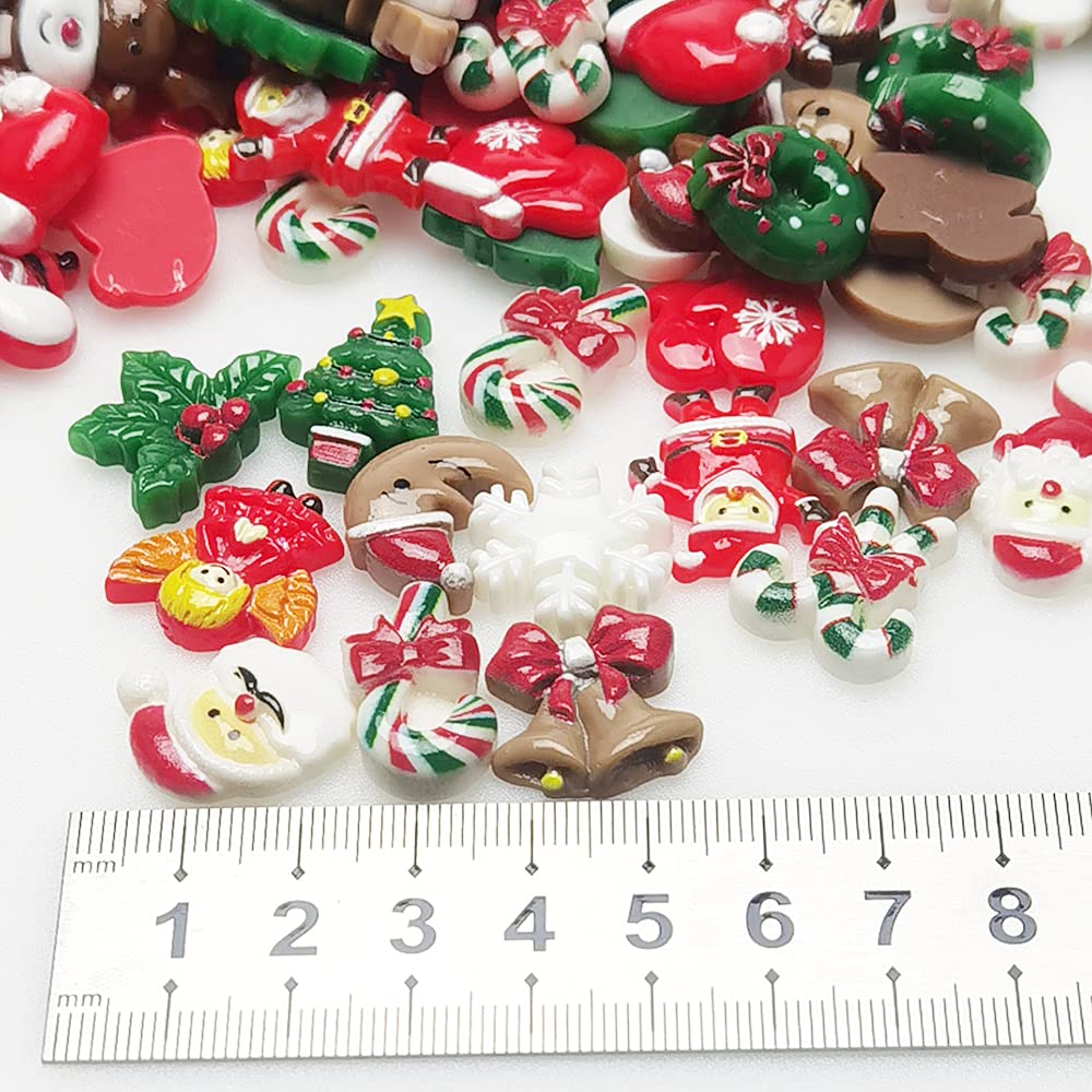 LibiIine 100pcs Mix Lots Flatback Resin Buttons Flat Back Scrapbooking Resin Flatback Craft (Christmas Lots)
